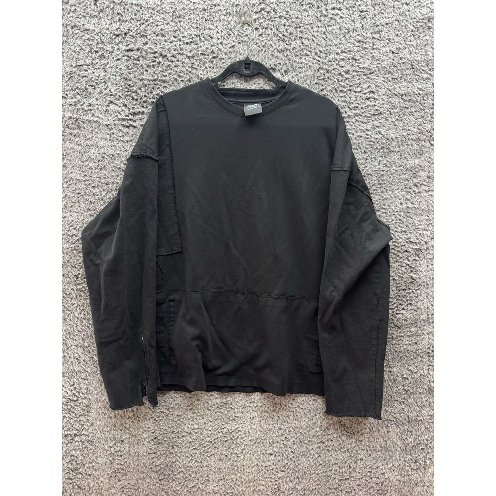 Black Distressed Crewneck Sweatshirt - Casual Layered Look